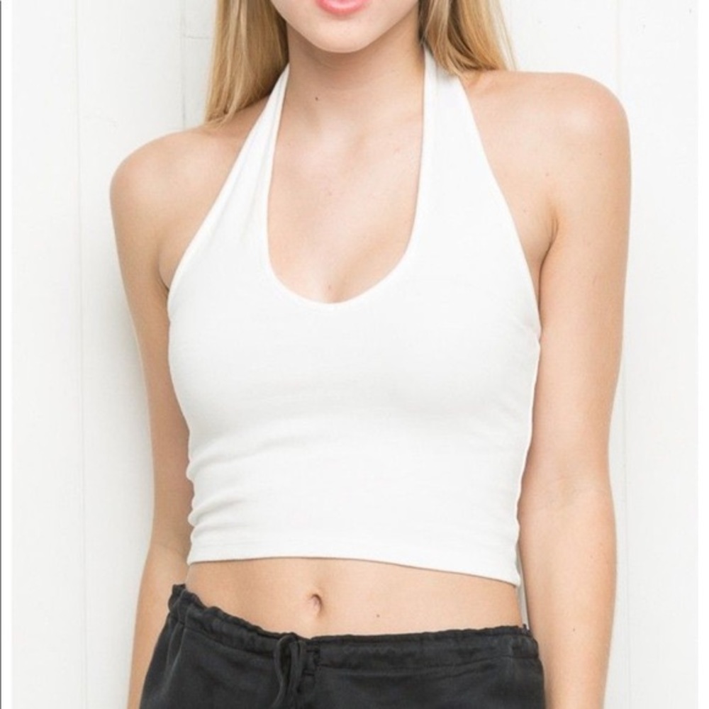 brandy melville white halter crop top